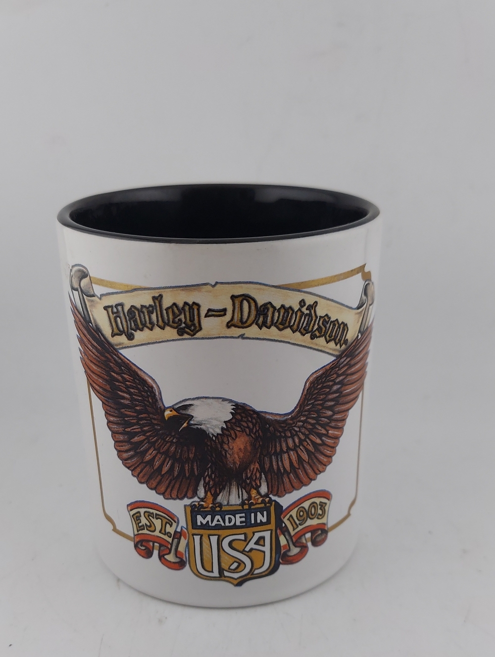 Harley-Davidson White, Black & Brown Eagle Ceramic Mug